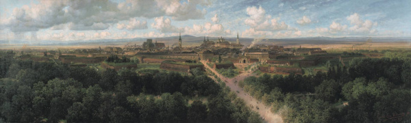 12Ladislav Eugen Petrovits (1839–1907): Panorama města Olomouce z Tabulového vrchu. Olejomalba z roku 1895, v současné době instalovaná v pracovně primátora statutárního města Olomouce.